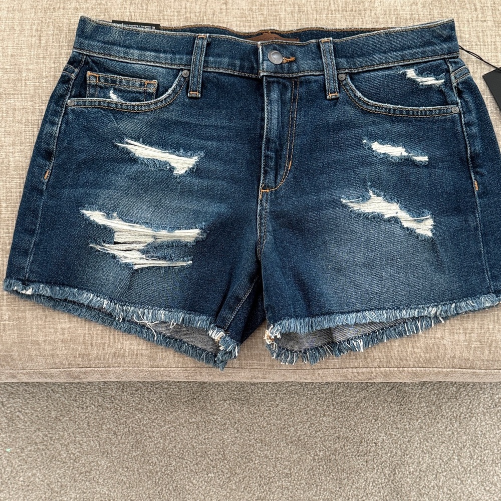 Joe's Jeans Dark Blue Distressed Jean Shorts